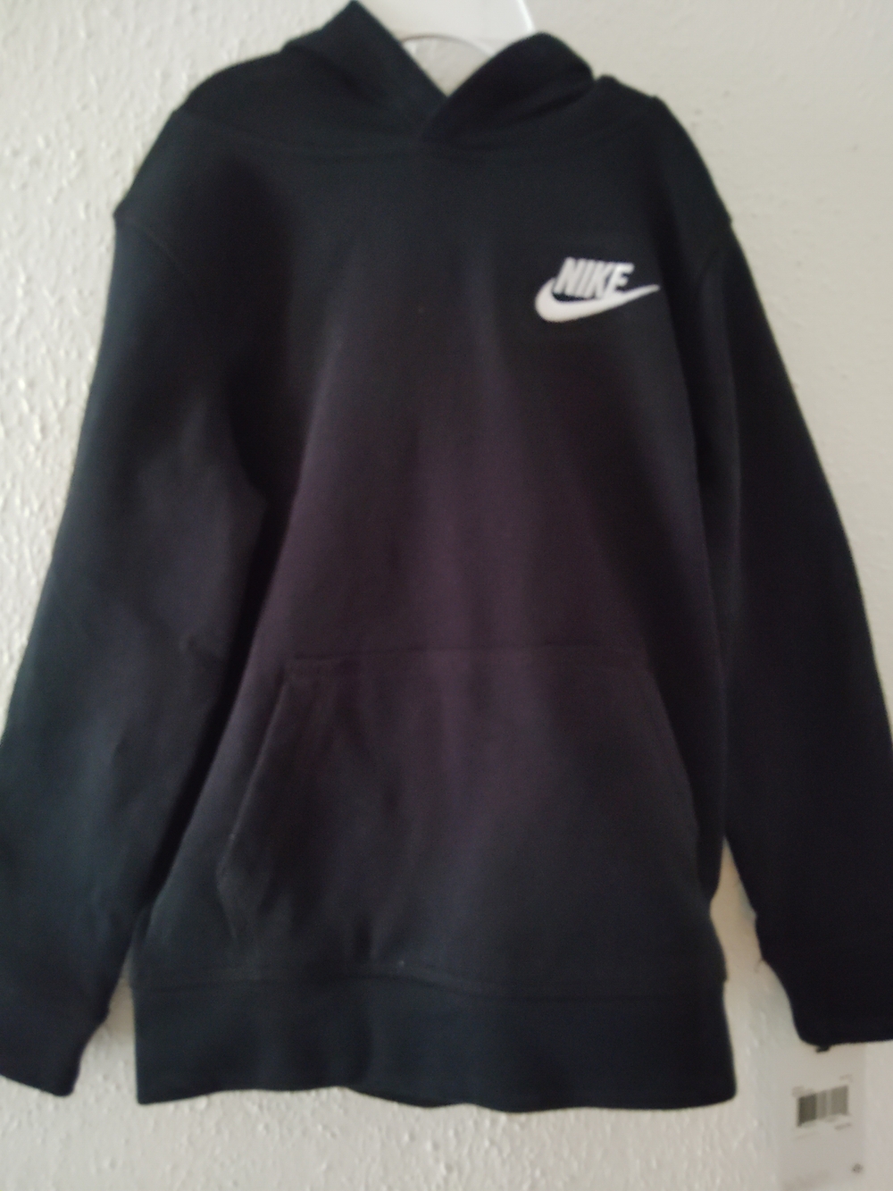 Nike Kid's Black Hooded Sweatshirt with White Swoosh